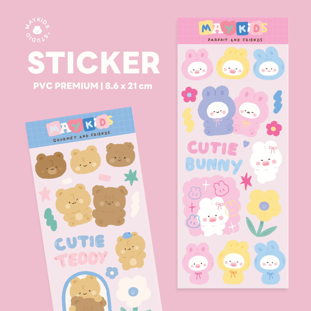 Maykids - Sticker A5 สติกเกอร์ลายน่ารัก สำหรับติดตกแต่ง