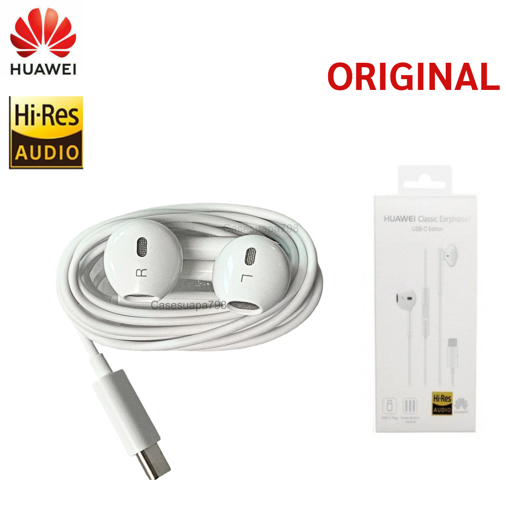 หูฟังแท้ Huawei Type C เสียงดีมาก พร้อมไมค์ สมอลทอร์ค Mate 50 Pro /Nova 7I /P50 /P60/P40 /P30/ Nova 