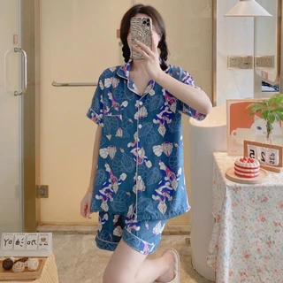ไหมเกาหลีลาย.SS.แขนสั้น+ขาสั้น ชุดนอน Lady Sleepwear #SSไหมลาย