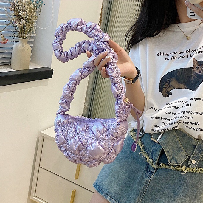 BBG-PTL กระเป๋าผ้า กระเป๋าสะพายข้าง กระเป๋าก้อนเมฆ ปุกปุย ผ้านิ่ม ใบเล็ก bag fashion