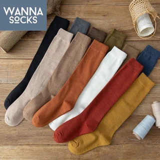 ส่งจากไทย!! ถุงเท้าข้อยาว CALFY SOCK สไตล์ญี่ปุ่น ผ้าฝ้าย ถุงน่อง สีพื้น สำหรับผู้หญิง C03