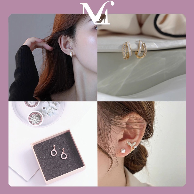 [พร้อมส่งจากไทย] ต่างหูมุกเกาหลี นิสัยเรียบง่าย การออกแบบกลวงที่สวยงาม ต่างหูแฟชั่น