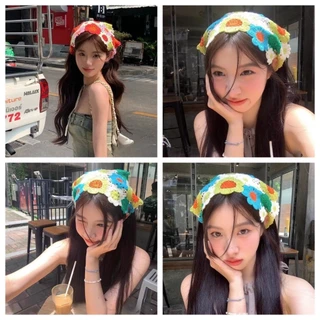 (พร้อมส่ง) ผ้าโพกหัว/ผ้าคาดหัว งานถักโครเชต์ ทรงวินเทจ แมทช์ได้หลายสไตล์ ต้อนรับ summer ไปทะเล