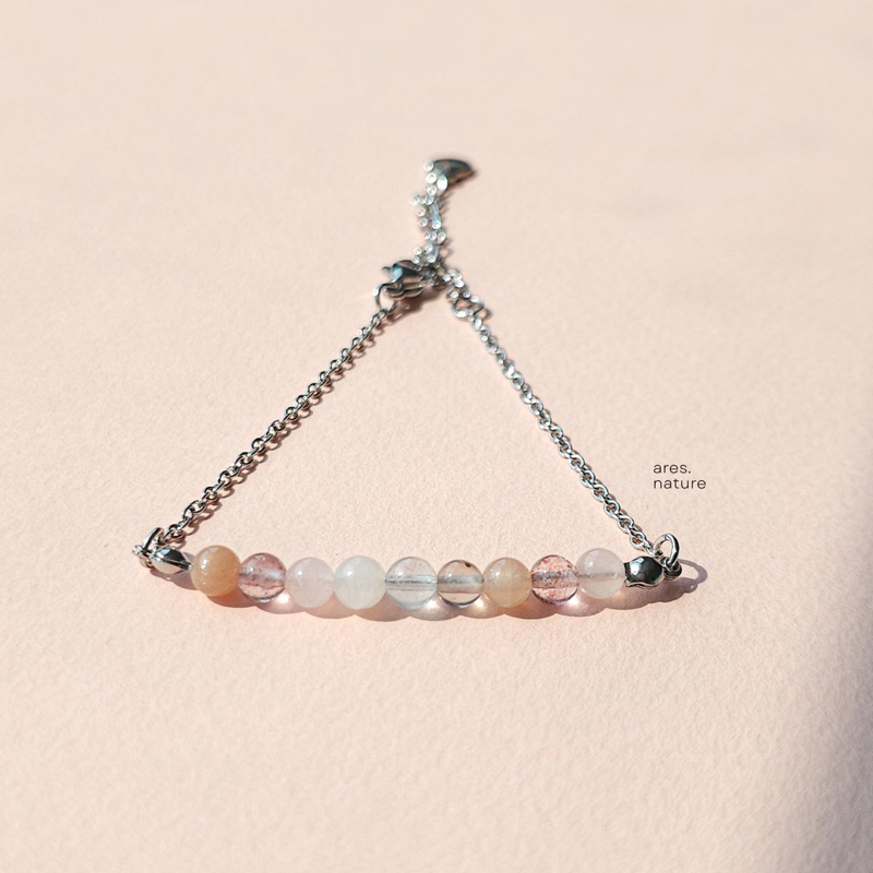 ares.nature - (หินกลม 4 มม) กำไลหินรุ่น Stainless เลือกหินเองได้ กำไลหินนำโชค
