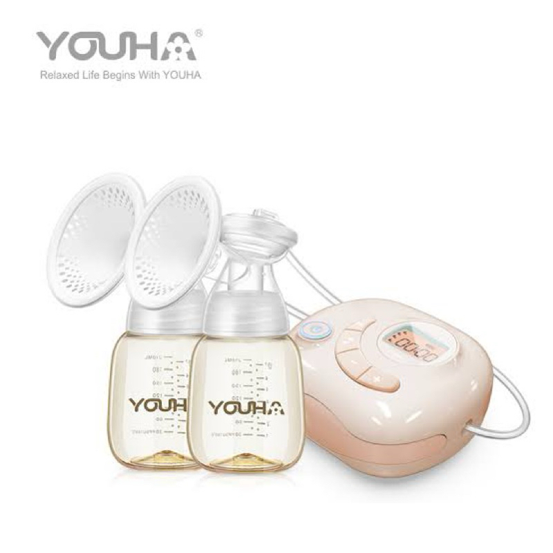 ลดราคา เครื่องปั้มนม Youha plus YH8004 สีส้มโอรส แถมฟรีผ้าคลุม และถุงเก็บน้ำนม (รับประกันของแท้ 100%