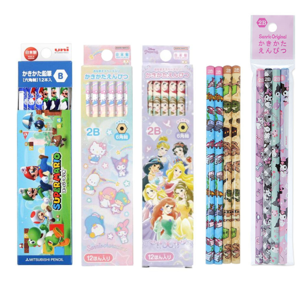 ดินสอไม้ B และ 2B made in Japan ลาย Mario Sanrio Frozen เจ้าหญิง Disney Princess