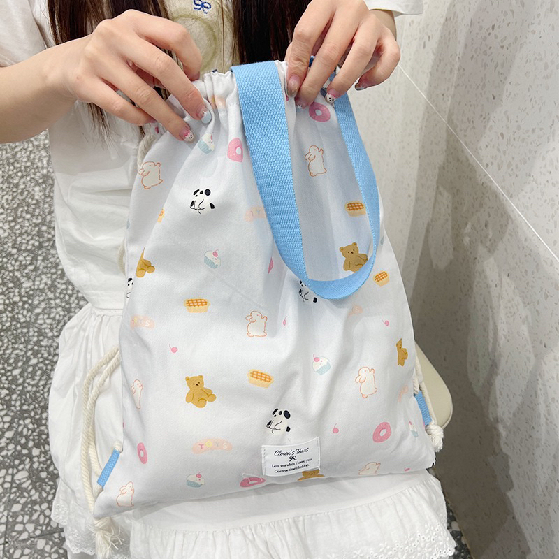 กระเป๋าผ้า กระเป๋าเป้สะพายหลัง กระเป๋าผ้า 6ลายให้เลือก พร้อมส่ง