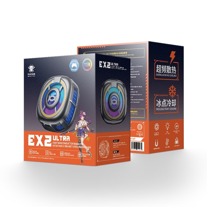 Plextone EX2 Ultra Magnetic Radiator พัดลมระบายความร้อนมือถือ แบบแม่เหล็ก มีไฟ LED RGB เย็นไว้ภายใน 10วิ