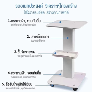 ถูกที่สุด พร้อมส่งในไทย รถเข็นความงามร้านเสริมสวย รถเข็นทางการแพทย์ชั้นวาง สำหรับวางเครื่องมือ