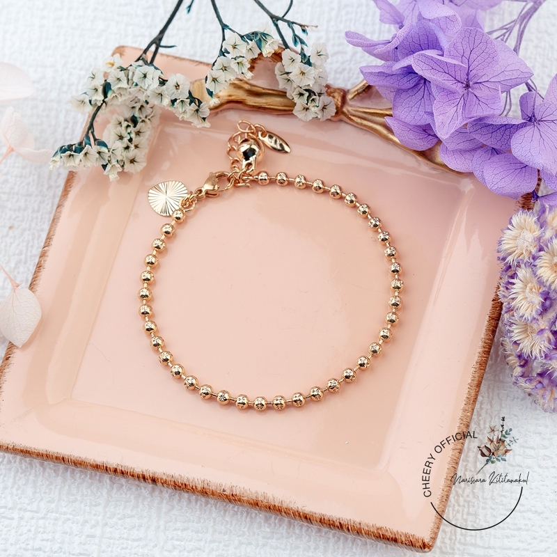 สร้อยข้อมือแฟชั่น มินิมอล สีเงิน สีพิ้งโกลด์ ฟรีไซส์ พร้อมส่ง