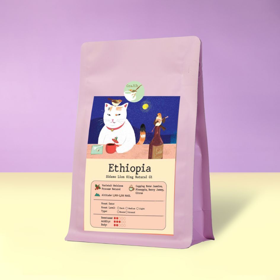 เมล็ดกาแฟคั่ว เอธิโอเปีย Ethiopia Sidamo Lion King G1 | Grajib (กระจิบ)
