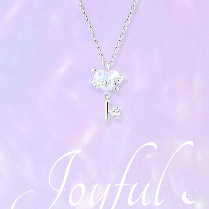สร้อยคอ เงินแท้ 92.5% ส่งฟรี EMS ♡ รุ่น Joyful ♡ - ( #R25 ) หัวใจ กุญแจ วงแหวน เพชร cz MixBlink