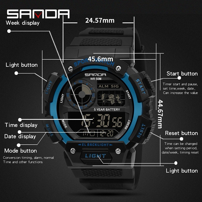 นาฬิกา sanda รุ่น 6009 ของแท้ 💯% มีประกัน !!!