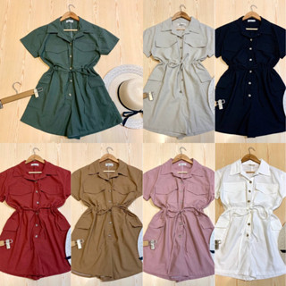 LILY จั๊มสูทกางเกงขาสั้น ผ้าลิลินนิ่มใส่สบาย