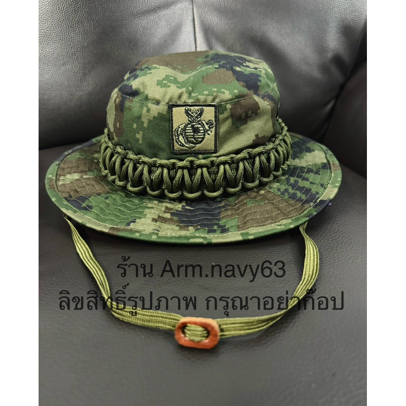 หมวกทหารปีกสั้นถักเชือกพาราคอร์ดลายทหารเรือ อาร์มครุฑติดหน้าหมวก