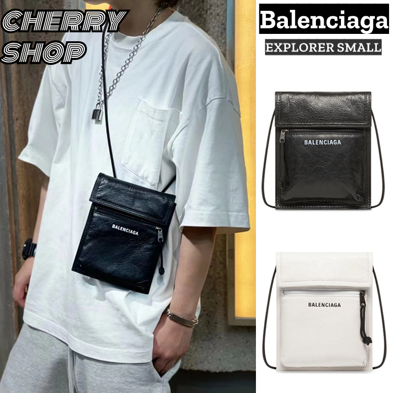 🍒บาเลนเซียก้า Balenciaga EXPLORER SMALL SHOULDER STRAP POUCH🍒กระเป๋าสะพายข้างผู้ชาย/กระเป๋าโทรศัพท์มือถือ