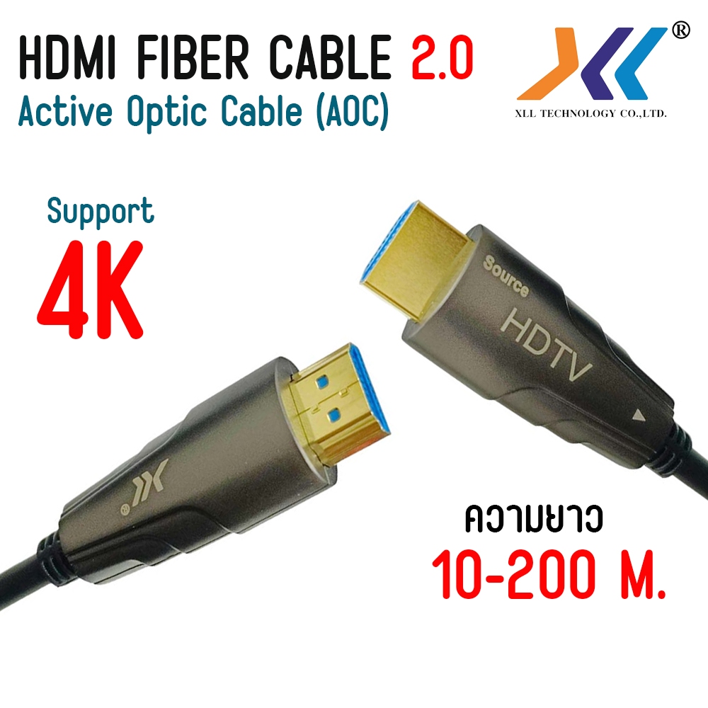 Hdmi Fiber Optic สายไฟเบอร์ออปติก HDMI 2.0 4K 60Hz 18Gbps Fiber Optic HDMI 2.0 HDR AOC CABLE