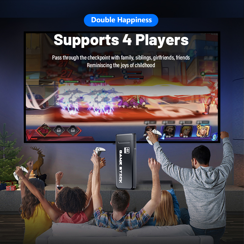 เกมส์ต่อทีวี game stick เกม HDMI 4K เครื่องเล่นเกมย้อนยุค ที่จับเกมบลูทูธ 64Gb ในตัวมี 20,000 เกม
