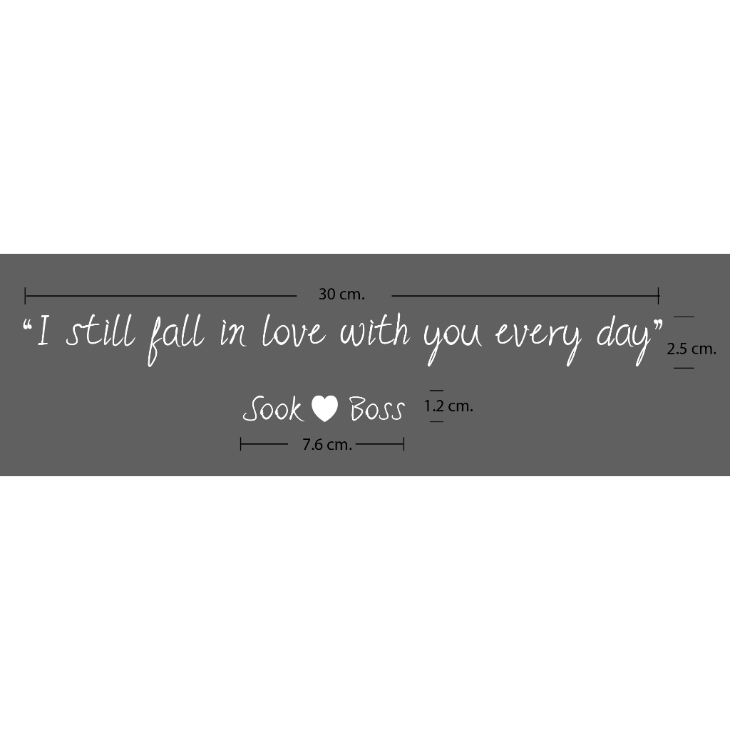 Custom “ ตามใจลูกค้า “I still fall in love with you every day”  PVC ไดคัท ตัวอักษร แบบสั่งทำพิเศษ (D