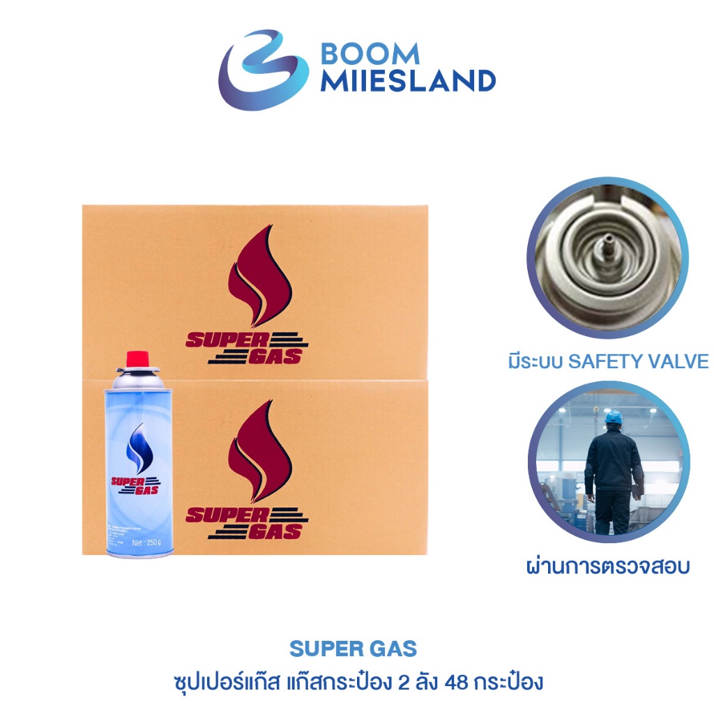 [ยกลัง] SuperGas แก๊สกระป๋อง บรรจุน้ำแก๊ส 250 กรัม จำนวน 24 กระป๋อง ก๊าซบิวเทน แก๊สกระป๋อง