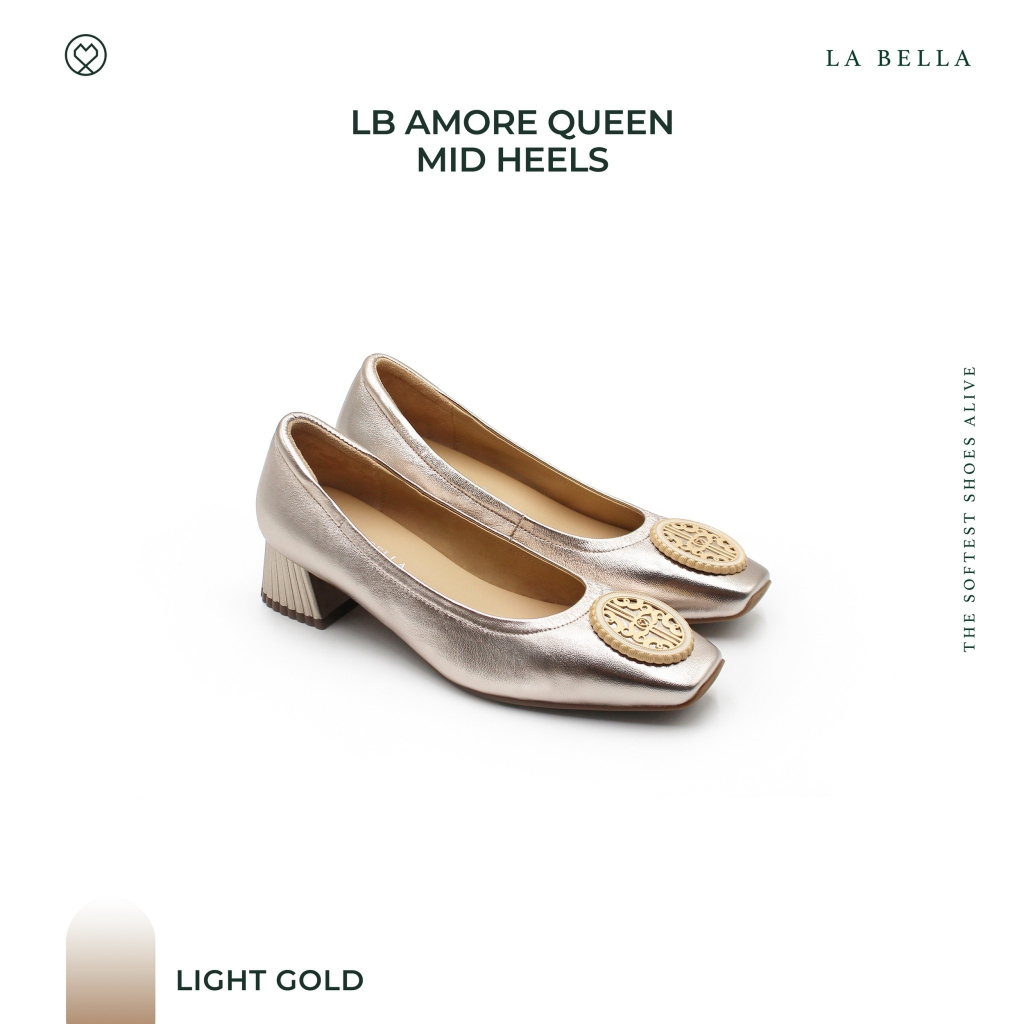 LA BELLA รุ่น LB AMORE QUEEN MID HEELS - LIGHT GOLD