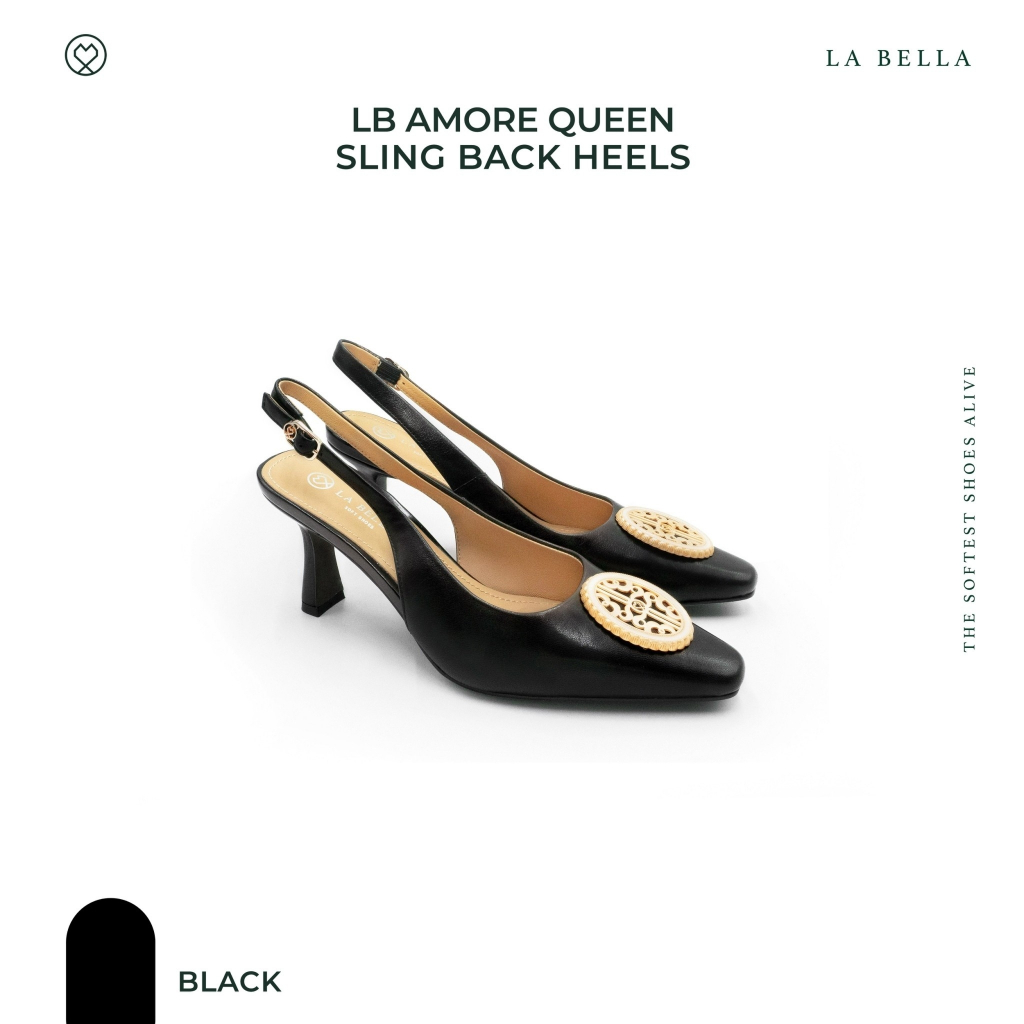LA BELLA รุ่น LB AMORE QUEEN SLING BACK HEELS - BLACK