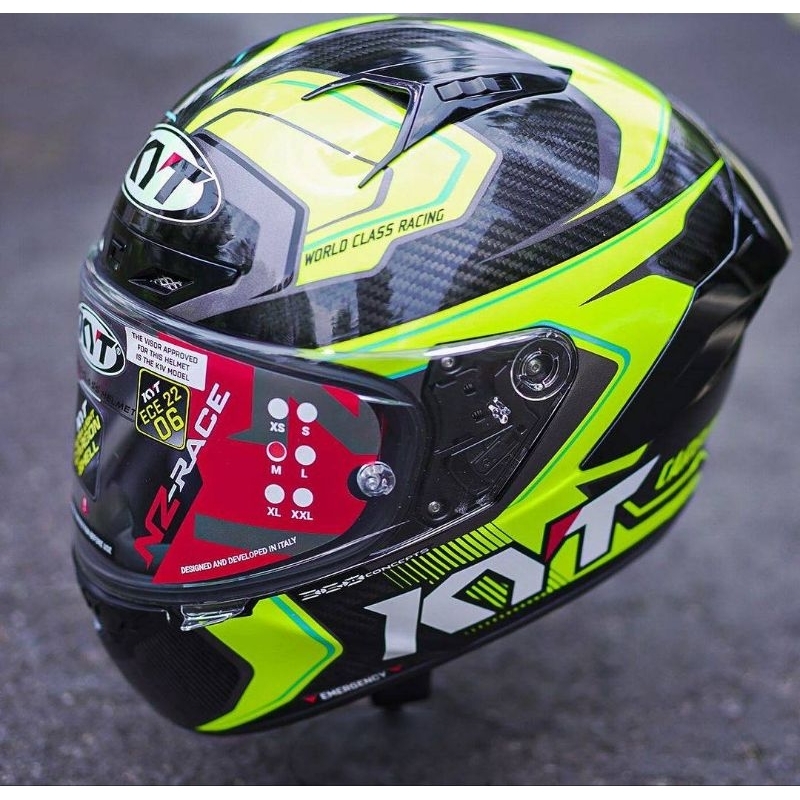 หมวกกันน็อค KYT รุ่น NZ RACE ลาย CARBON COMPETITION YELLOW