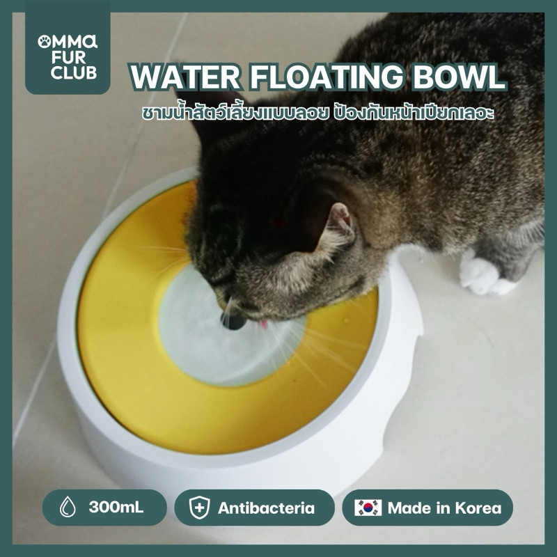 [พร้อมส่งในไทย] ชามน้ำสัตว์เลี้ยง ไม่ทำให้หน้าเปียกเลอะ Water Floating Bowl 300mL by OFC🐾 นำเข้าจากเกาหลี🇰🇷