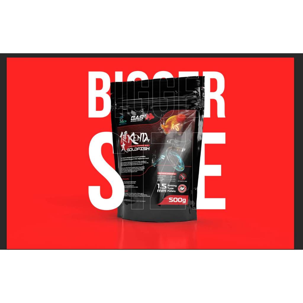 🐠ขับลมขนาดใหม่❗500 g.ซองซิปล็อค🔥อาหารปลาทอง🐠 Kenta (เคนตะ) สูตรเร่งโต ท้องไม่อืด และขับลม แก้ปลายหงา