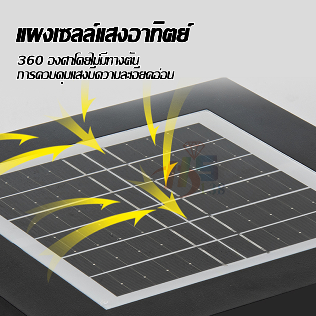 โคมไฟหัวเสาโซล่าเซลล์ ฟรีค่าไฟตลอดปีไม่เสียค่าไฟ   ป้องกันการกัดกร่อน แบตเตอรี่ในตัว หัวเสาโซล่าเซลล์ ราคา ถูกที่สุด ดีลบีเคเค แกลเลอรีภาพที่ 8