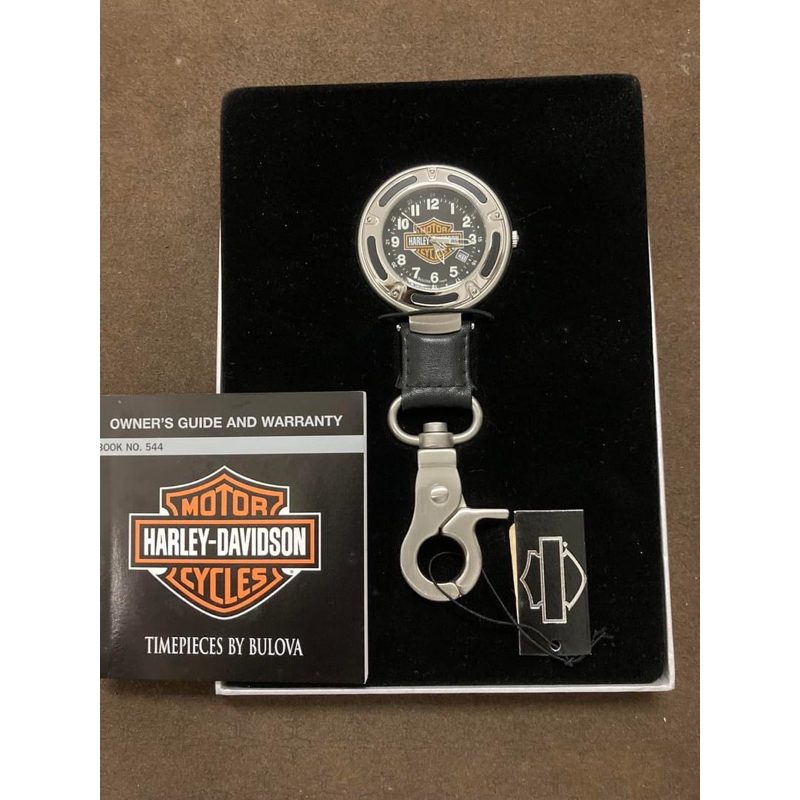 ขายนาฬิกาพวงกุญแจหนังทำให้รถมอเตอร์ไซด์  Harley Davidson Vintage Pocket Watch Leath