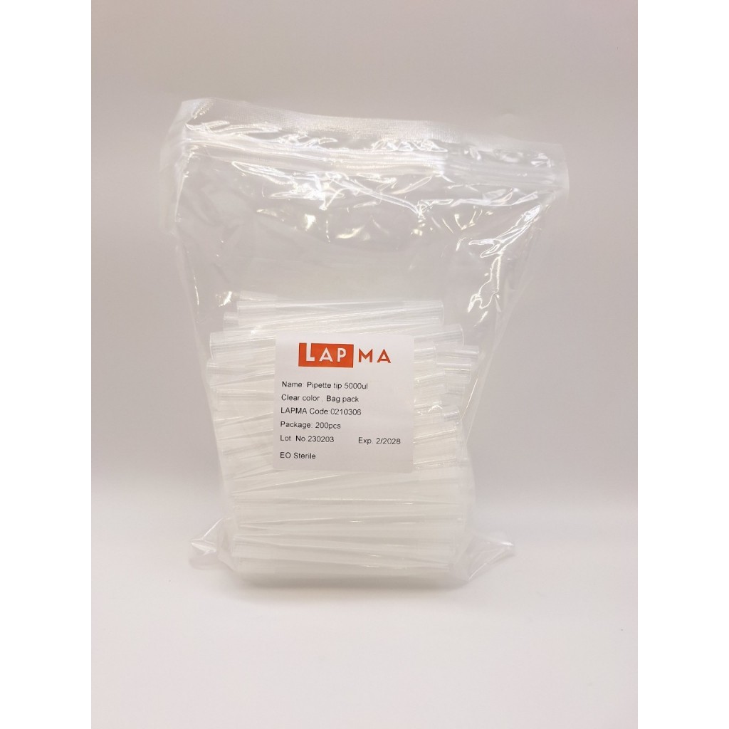 ทิป 5,10 ml , Pipette Tip 5,10 ml (5,000/10,000ul) Sterile ,100ชิ้น/แพ็ค