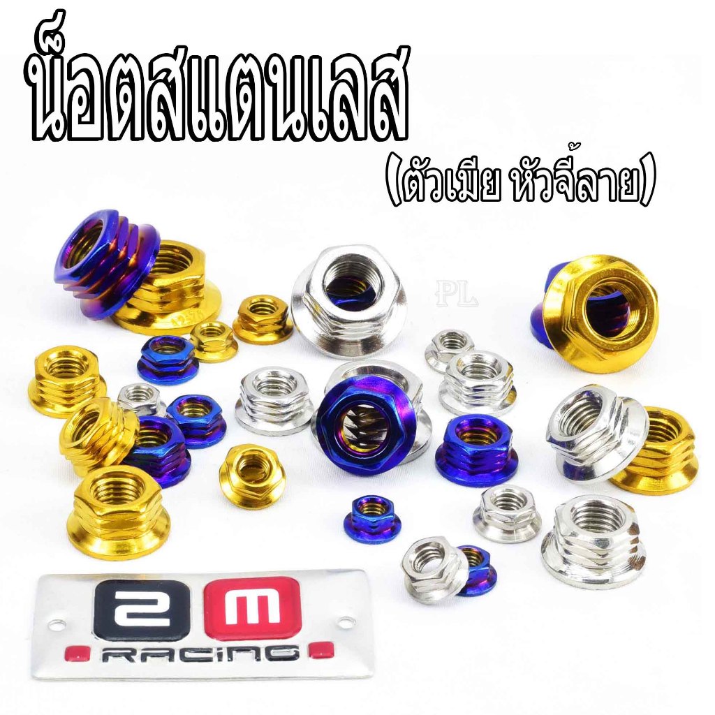 น็อตสแตนเลสตัวเมีย/น็อตเลสตัวเมียหัวจี้ลาย/น็อตตัวเมียเบอร์ 8/10/12/14/17/น็อตตัวเมียM5/M6/M8/10/M12