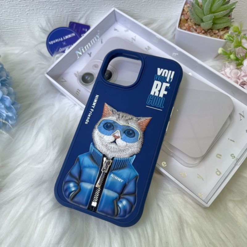 Nimmy case ปักลาย 3D รูดซิมได้ สำหรับ  I 15 /15 pro /15 pro max/14 pro max