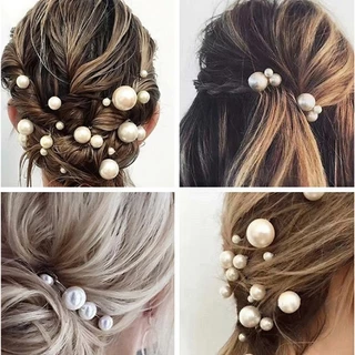 18ชิ้น ชุด กิ๊บติดผม กิ๊บไข่มุก สีเงิน สีทอง Hairpin เจ้าสาว งานแต่งงาน คริสตัล มุก กิ๊บตัวยู