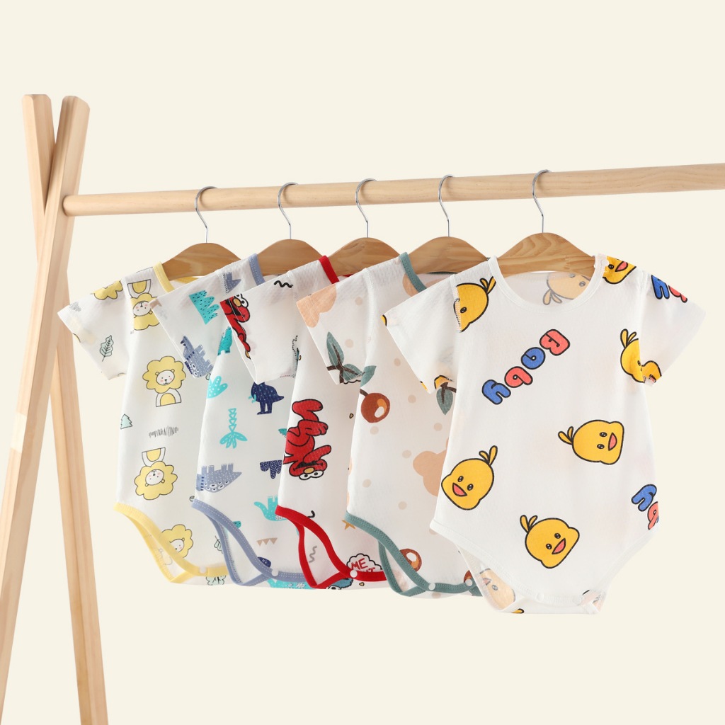 Babyonline(Y177)OF1-L (ส่งด่วน1วัน)ชุดบอดี้สูทแขนสั้นลายการ์ตูนน่ารักๆ ผ้าฝ้าย นิ่ม สำหรับเด็ก0-9เดือน