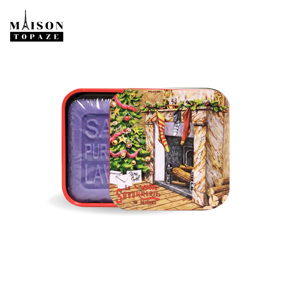 สบู่ออร์แกนิค มาร์กเซย ลายคริสมาสต์ NYONS ORGANIC OLIVE SOAP BOX - LAVENDER CHIMNEY - 30562