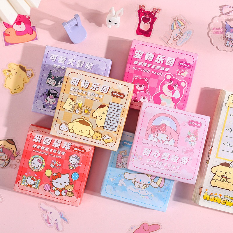สติ้กเกอร์ไดคัทรุ่นแผ่นสั้น 1บาท กันน้ำ คละแบบคละลาย สติ๊กเกอร์ Sticker PVC น่ารักกันน้ำ แต่งไดอารี่