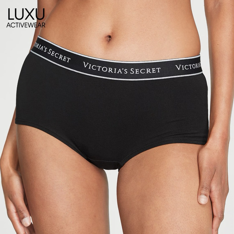 (พร้อมส่ง) Victoria’s Secret กางเกงชั้นในผู้หญิง Logo Cotton Boyshort Panty ของแท้ 100%