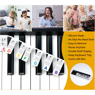 กระดาษโน้ตเปียโนซิลิโคน 61/88คีย์ สติ๊กเกอร์ติดเปียโน ลอกออกได้ สำหรับมือใหม่