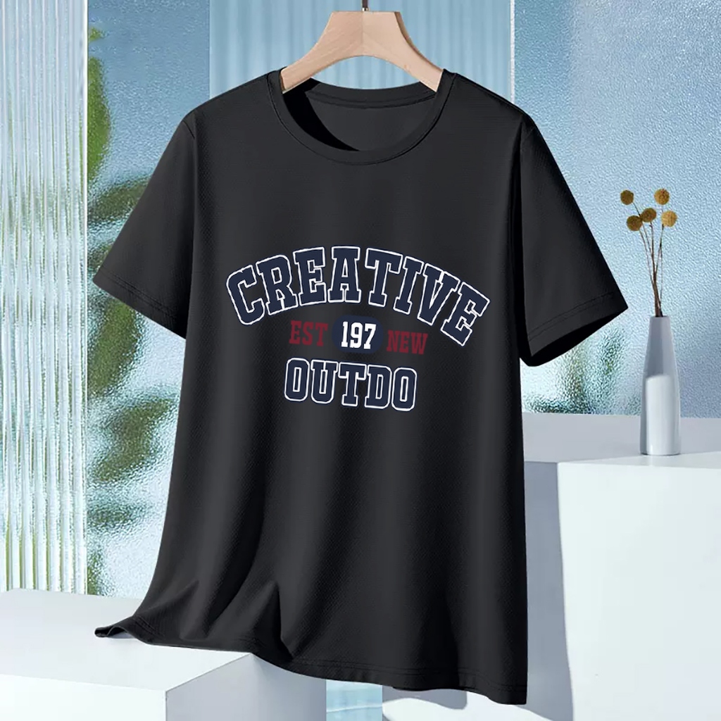 D569 เสื้อยืดแขนสั้น ผ้านุ่มยืดได้ใส่สบายฯ ลายแฟชั่นนานาชาติ ปลีก-ส่ง