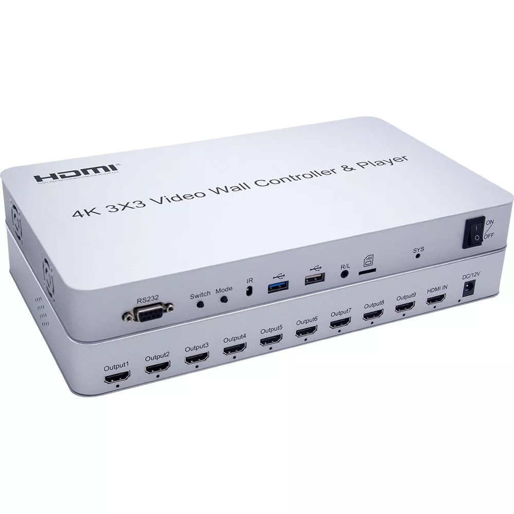4K HDMI USB Video Wall Controller Player 3x3 Switch 1080P