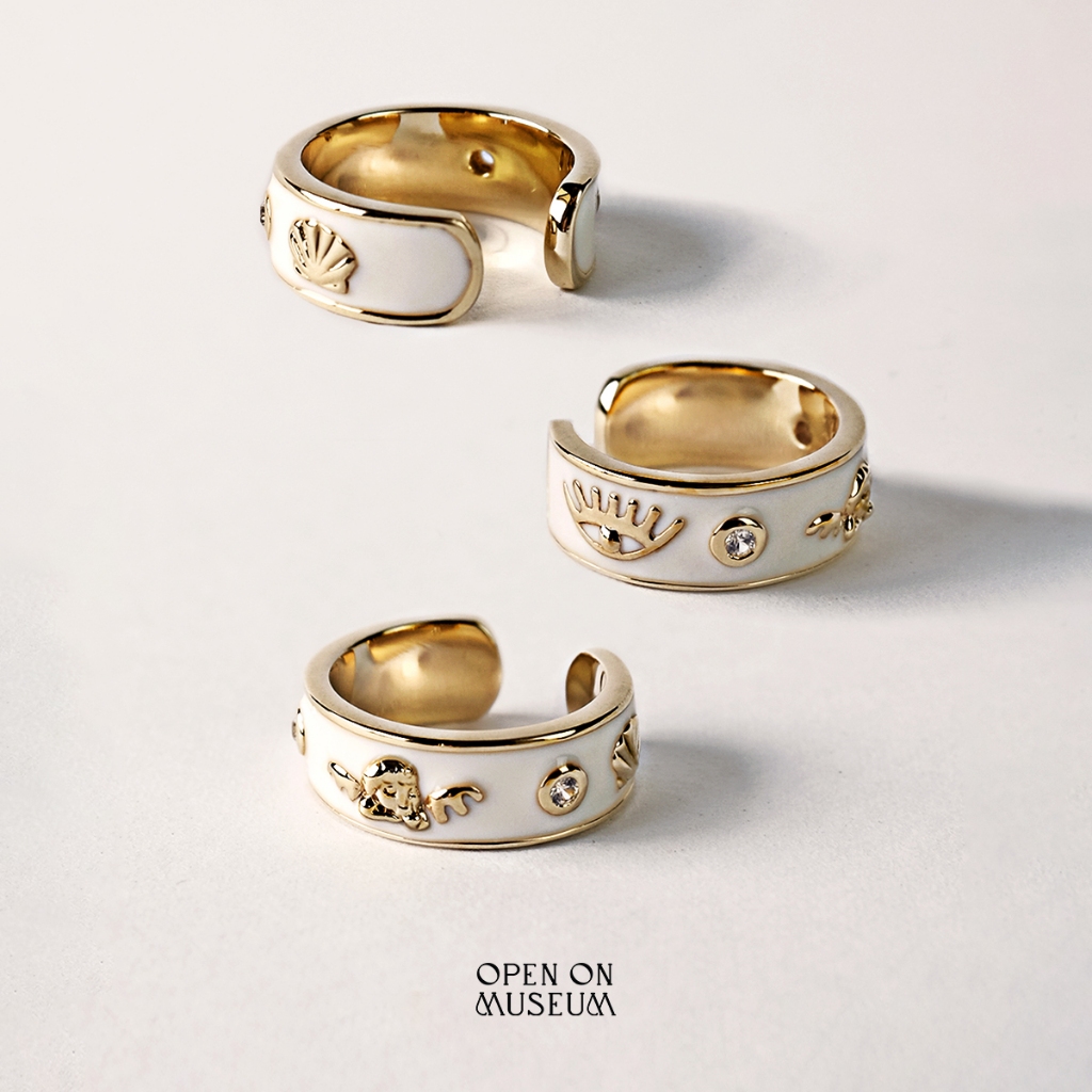 [Open on Museum] Three of Luck Ring แหวนเงินแท้ เทคนิคลงยารอบวง ประดับด้วยพลอย