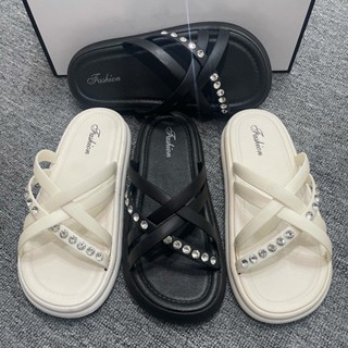 แฟชั่นใหม่  รองเท้าแตะประดับเพชร พื้นหนา  นิ่มใส่สบาย  #ZS--…