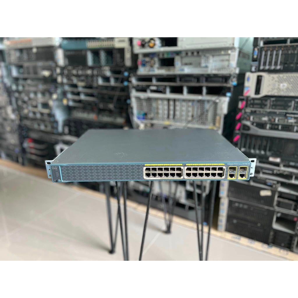 Switch Cisco 2960-24PC-S switch PoE 24 port มือสองพร้อมใช้งาน