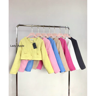 เสื้อแขนยาวทวิตทรงครอปกระดุมทองงานป้ายLady appleรหัส 26
