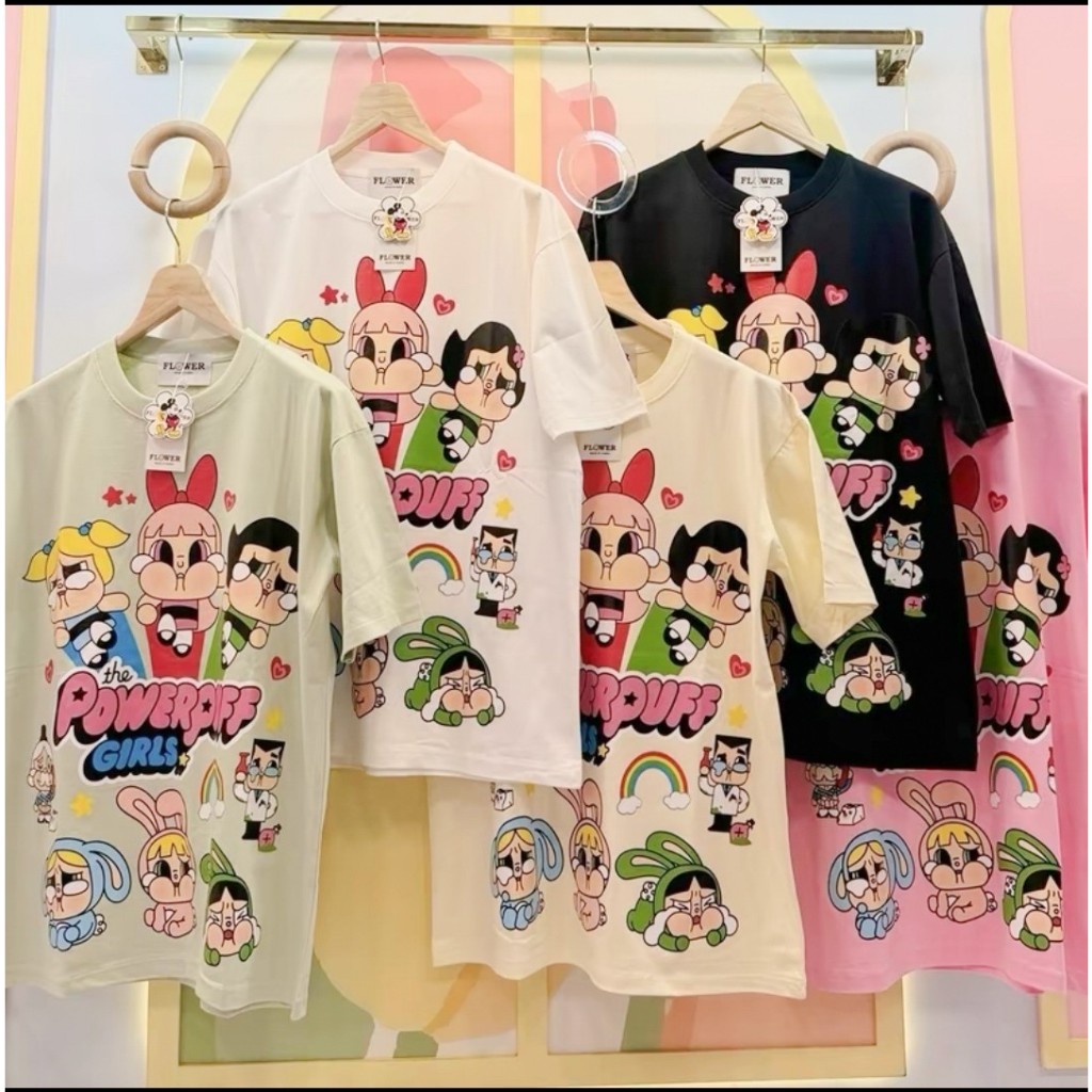 🧚🧚ลาย PPG👩👩 เสื้อยืด Flower ทรง Oversize อก 44-46" ผ้าคอตตอน 💯