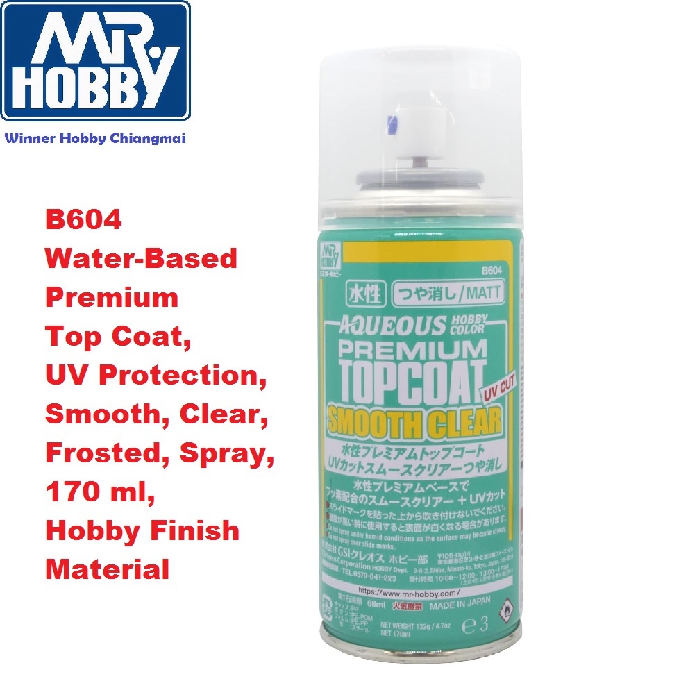 Mr.Hobby B604 AQUEOUS Water-Based Premium Top Coat UV Cut Smooth Clear Matt 170ml