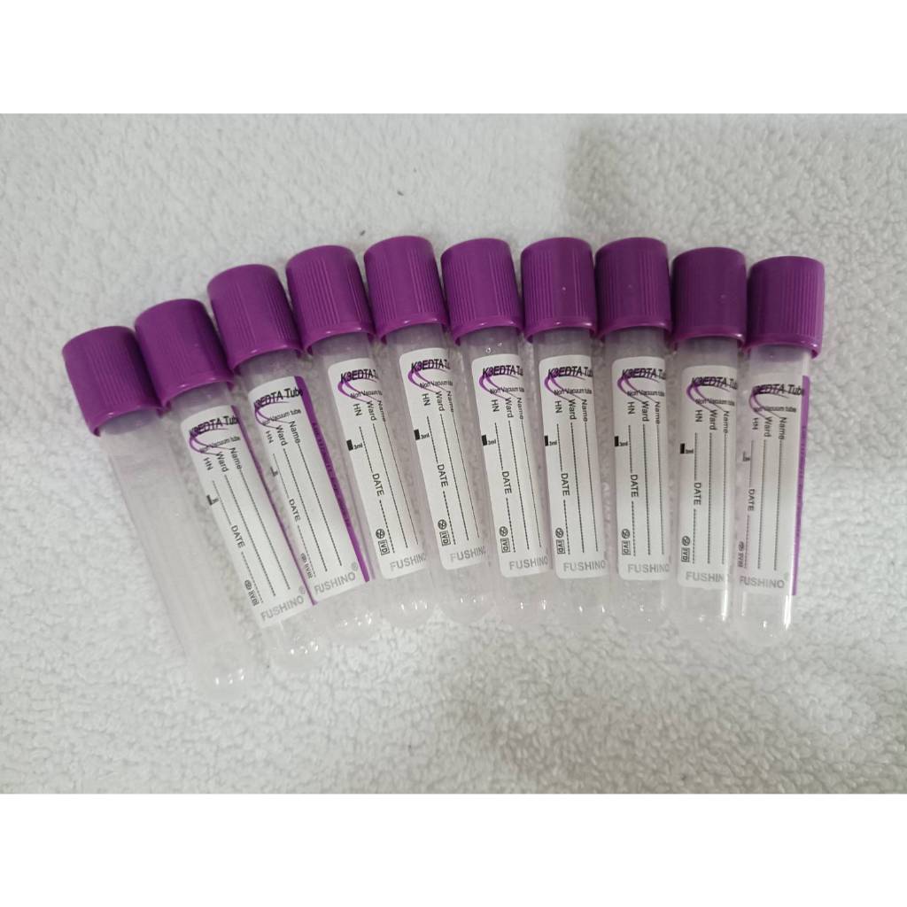 *แบ่งขาย 10หลอด* หลอด K3 EDTA 3ML ขนาด 13x75 mm. หลอดบรรจุสิ่งส่งตรวจ (ฝาสีม่วง)