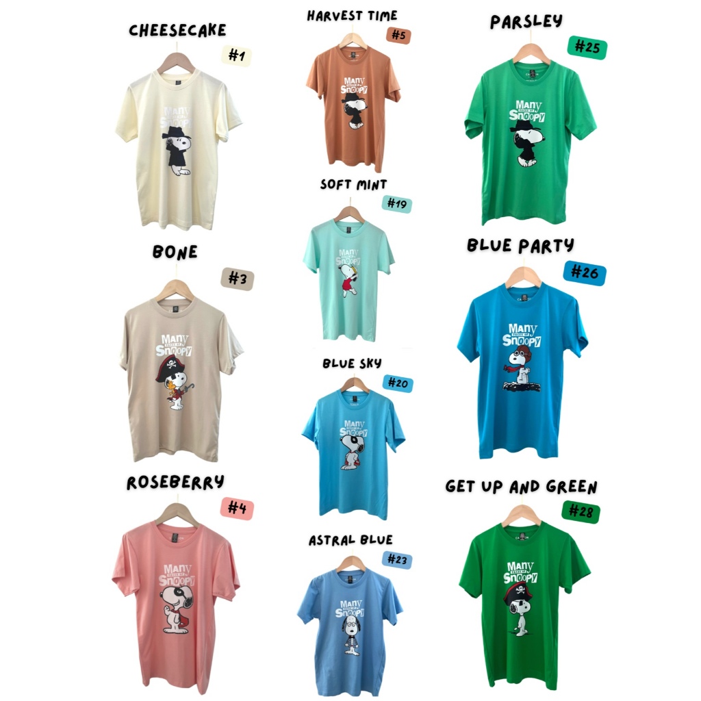 เสื้อยืดลายการ์ตูน Snoopy ลิขสิทธิ์แท้ ผ้าคอตตอน100% มีให้เลือกหลายสีกับ 6 คอลเลคชั่น